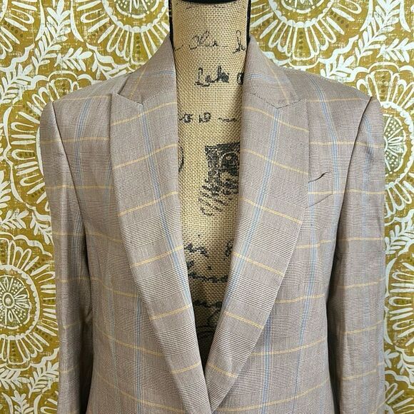 NWT A.L.C Donovan Plaid Linen Blend Single-Breasted Jacket in Tawny Plaid size 6 - Picture 10 of 16